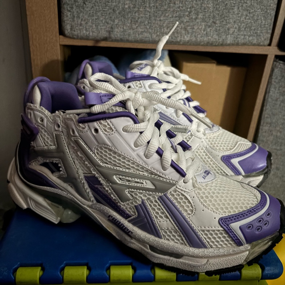 Balenciaga White and Purple Runners